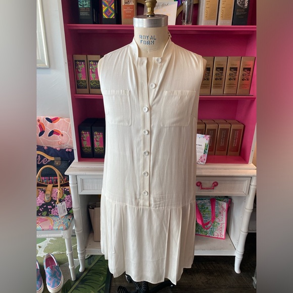 Lafayette 148 cream sleeveless dress size Large - Picture 2 of 5